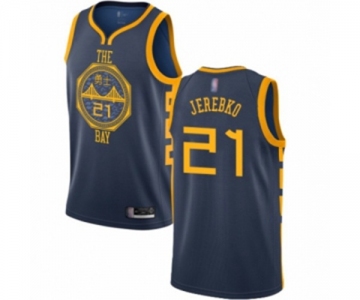 Youth Golden State Warriors #21 Jonas Jerebko Swingman Navy Blue Basketball Jersey - City Edition