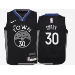 Youth Golden State Warriors #30 Stephen Curry Swingman Black Basketball Jersey - 2019 20 City Edition