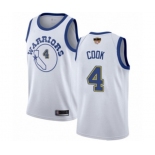 Youth Golden State Warriors #4 Quinn Cook Authentic White Hardwood Classics Basketball 2019 Basketball Finals Bound Jersey