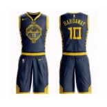 Youth Nike Golden State Warriors #10 Tim Hardaway Swingman Navy Blue NBA Suit Jersey - City Edition