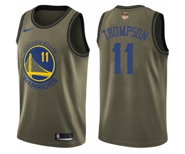 Youth Nike Golden State Warriors #11 Klay Thompson Swingman Green Salute to Service 2018 NBA Finals Bound NBA Jersey