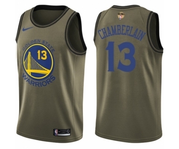 Youth Nike Golden State Warriors #13 Wilt Chamberlain Swingman Green Salute to Service 2018 NBA Finals Bound NBA Jersey