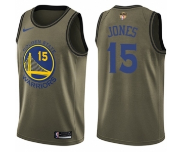 Youth Nike Golden State Warriors #15 Damian Jones Swingman Green Salute to Service 2018 NBA Finals Bound NBA Jersey