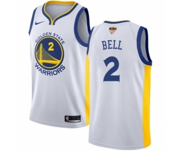 Youth Nike Golden State Warriors #2 Jordan Bell Authentic White Home 2018 NBA Finals Bound NBA Jersey - Association Edition