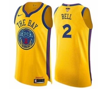 Youth Nike Golden State Warriors #2 Jordan Bell Swingman Gold 2018 NBA Finals Bound NBA Jersey - City Edition