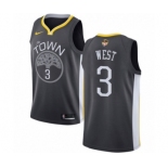 Youth Nike Golden State Warriors #3 David West Swingman Black Alternate 2018 NBA Finals Bound NBA Jersey - Statement Edition