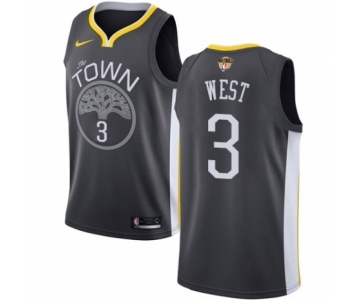 Youth Nike Golden State Warriors #3 David West Swingman Black Alternate 2018 NBA Finals Bound NBA Jersey - Statement Edition