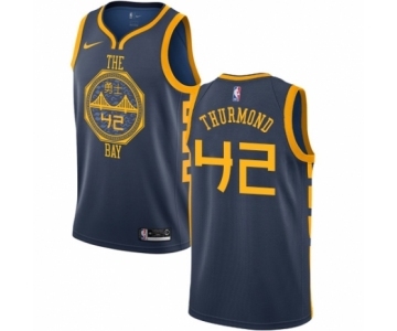 Youth Nike Golden State Warriors #42 Nate Thurmond Swingman Navy Blue NBA Jersey - City Edition