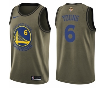 Youth Nike Golden State Warriors #6 Nick Young Swingman Green Salute to Service 2018 NBA Finals Bound NBA Jersey