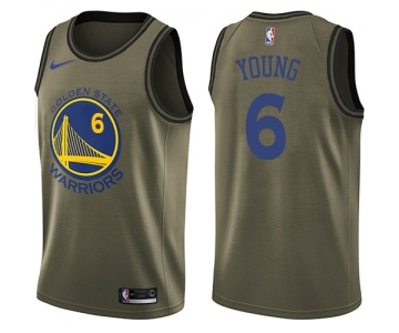 Youth Nike Golden State Warriors #6 Nick Young Swingman Green Salute to Service NBA Jersey