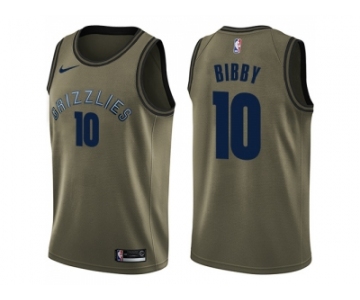 Men Nike Memphis Grizzlies #10 Mike Bibby Green Salute to Service NBA Swingman Jersey