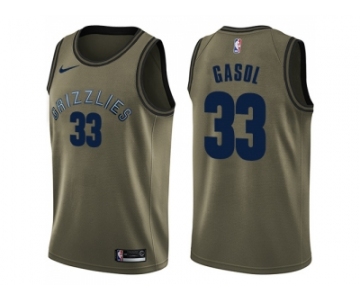 Men Nike Memphis Grizzlies #33 Marc Gasol Green Salute to Service NBA Swingman Jersey