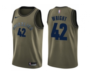 Men Nike Memphis Grizzlies #42 Lorenzen Wright Green Salute to Service NBA Swingman Jersey