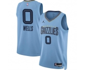 Men's Memphis Grizzlies #0 Jaylen Wells Blue 2024 Draft Statement Edition Stitched Jersey