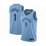 Men's Memphis Grizzlies #1 Kyle Anderson Authentic Blue Finished Basketball Jersey Statement Edition