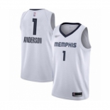 Men's Memphis Grizzlies #1 Kyle Anderson Authentic White Finished Basketball Jersey - Association Edition