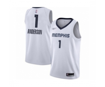 Men's Memphis Grizzlies #1 Kyle Anderson Authentic White Finished Basketball Jersey - Association Edition