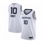 Men's Memphis Grizzlies #10 Mike Bibby Authentic White Finished Basketball Jersey - Association Edition