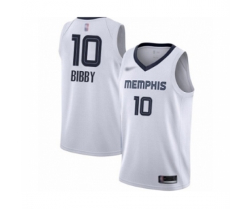 Men's Memphis Grizzlies #10 Mike Bibby Authentic White Finished Basketball Jersey - Association Edition