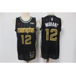 Men's Memphis Grizzlies #12 Ja Morant Authentic Black Finished Basketball Jersey 2020-2021 City Edition