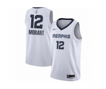 Men's Memphis Grizzlies #12 Ja Morant Authentic White Finished Basketball Jersey - Association Edition