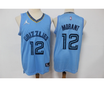 Men's Memphis Grizzlies #12 Ja Morant Blue Jordan 75th Anniversary Diamond 2021 Stitched Jersey