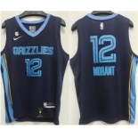 Men's Memphis Grizzlies #12 Ja Morant Navy With NO.6 Patch Stitched Jersey