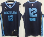 Men's Memphis Grizzlies #12 Ja Morant Navy With NO.6 Patch Stitched Jersey