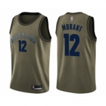 Men's Memphis Grizzlies #12 Ja Morant Swingman Green Salute to Service Basketball Jersey