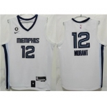 Men's Memphis Grizzlies #12 Ja Morant White With NO.6 Patch Stitched Jersey