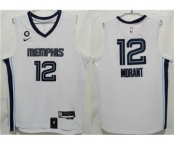 Men's Memphis Grizzlies #12 Ja Morant White With NO.6 Patch Stitched Jersey