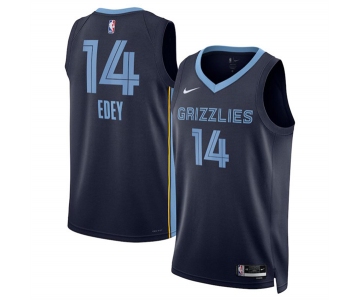 Men's Memphis Grizzlies #14 Zach Edey Navy Icon Edition Stitched Jersey