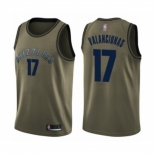 Men's Memphis Grizzlies #17 Jonas Valanciunas Swingman Green Salute to Service Basketball Jersey