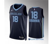 Men's Memphis Grizzlies #18 Tosan Evbuomwan Navy Icon Edition Stitched Jersey