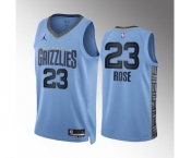 Men's Memphis Grizzlies #23 Derrick Rose Blue Statement Edition Stitched Basketball Jersey