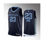 Men's Memphis Grizzlies #23 Derrick Rose Navy Icon Edition Stitched Basketball Jersey