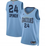 Men's Memphis Grizzlies #24 Cam Spencer Blue 2024 Draft Statement Edition Stitched Jersey