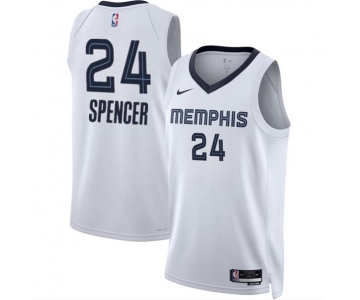 Men's Memphis Grizzlies #24 Cam Spencer White 2024 Draft Association Edition Stitched Jersey