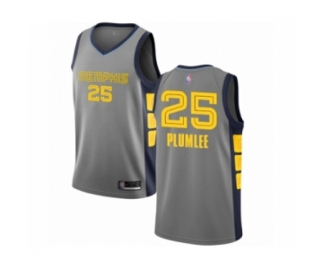 Men's Memphis Grizzlies #25 Miles Plumlee Authentic Gray Basketball Jersey - City Edition