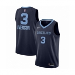 Men's Memphis Grizzlies #3 Allen Iverson Authentic Navy Blue Finished Basketball Jersey - Icon Edition