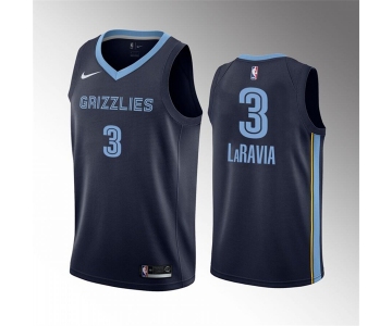 Men's Memphis Grizzlies #3 Jake LaRavia 75th Anniversary Statement Edition Navy Stitched Basketball Jersey