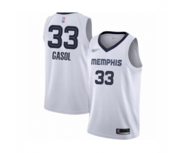 Men's Memphis Grizzlies #33 Marc Gasol Authentic White Finished Basketball Jersey - Association Edition