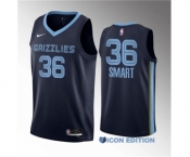 Men's Memphis Grizzlies #36 Marcus Smart Navy 2023 Draft Icon Edition Stitched Basketball Jersey