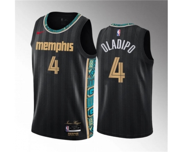 Men's Memphis Grizzlies #4 Victor Oladipo Black City Edition Stitched Jersey