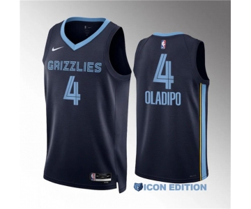 Men's Memphis Grizzlies #4 Victor Oladipo Navy Icon Edition Stitched Jersey