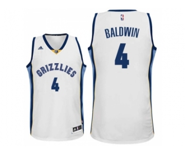 Men's Memphis Grizzlies #4 Wade Baldwin Home White Swingman Jersey