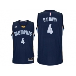 Men's Memphis Grizzlies #4 Wade Baldwin Road Navy Swingman Jersey