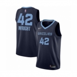 Men's Memphis Grizzlies #42 Lorenzen Wright Authentic Navy Blue Finished Basketball Jersey - Icon Edition