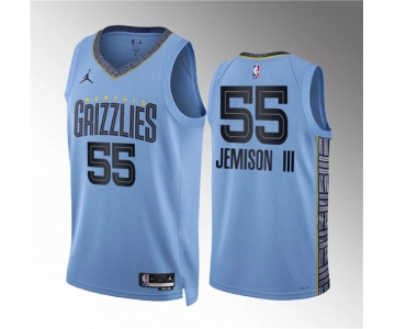 Men's Memphis Grizzlies #55 Trey Jemison Iii Blue Statement Edition Stitched Jersey