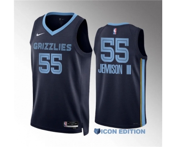 Men's Memphis Grizzlies #55 Trey Jemison Iii Navy Icon Edition Stitched Jersey